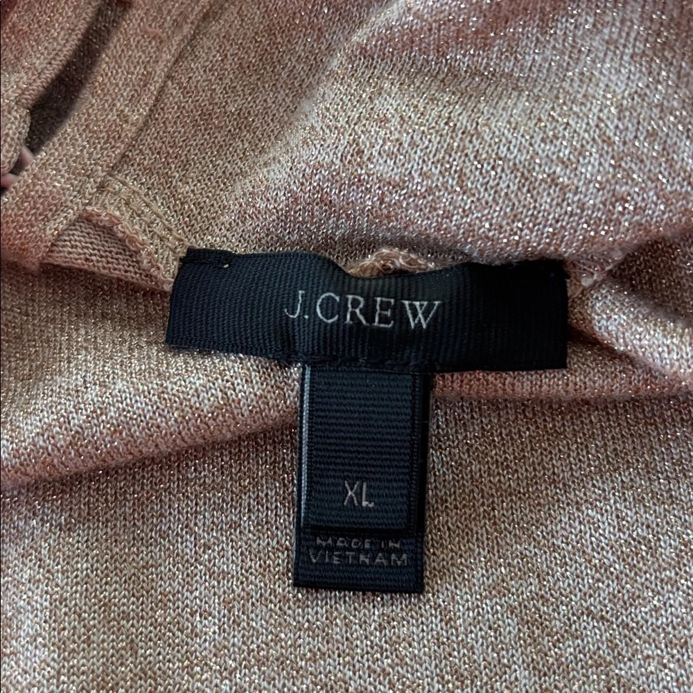 J. Crew Shimmering Beige Blush Knit Turtleneck Top with Ruffle hem